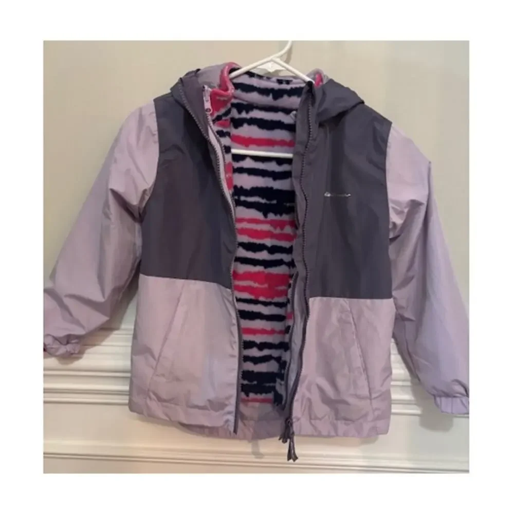 Eddie Bauer 3-in-1 Winter Jacket Youth XS Fleece Hooded Size 5 - 6 Purple NEW